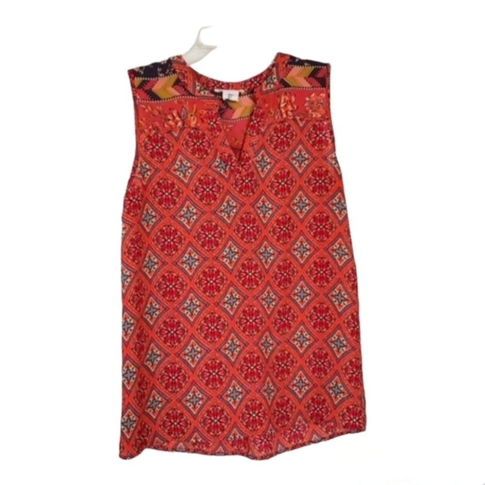 Artisan NY Patterned blouse orange and red size small‎